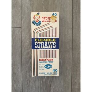 Plastic Carnival Flexible Straws VTG 1976 40 Box Clown NOS Prop Movie TV